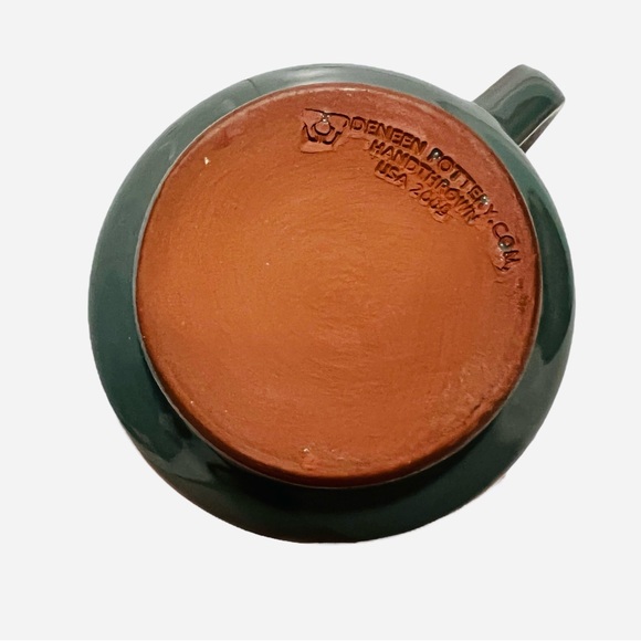 Deneen Pottery Flower & Thyme Bed & Breakfast Ceramic Forest Green Coffee Mug - Picture 3 of 6